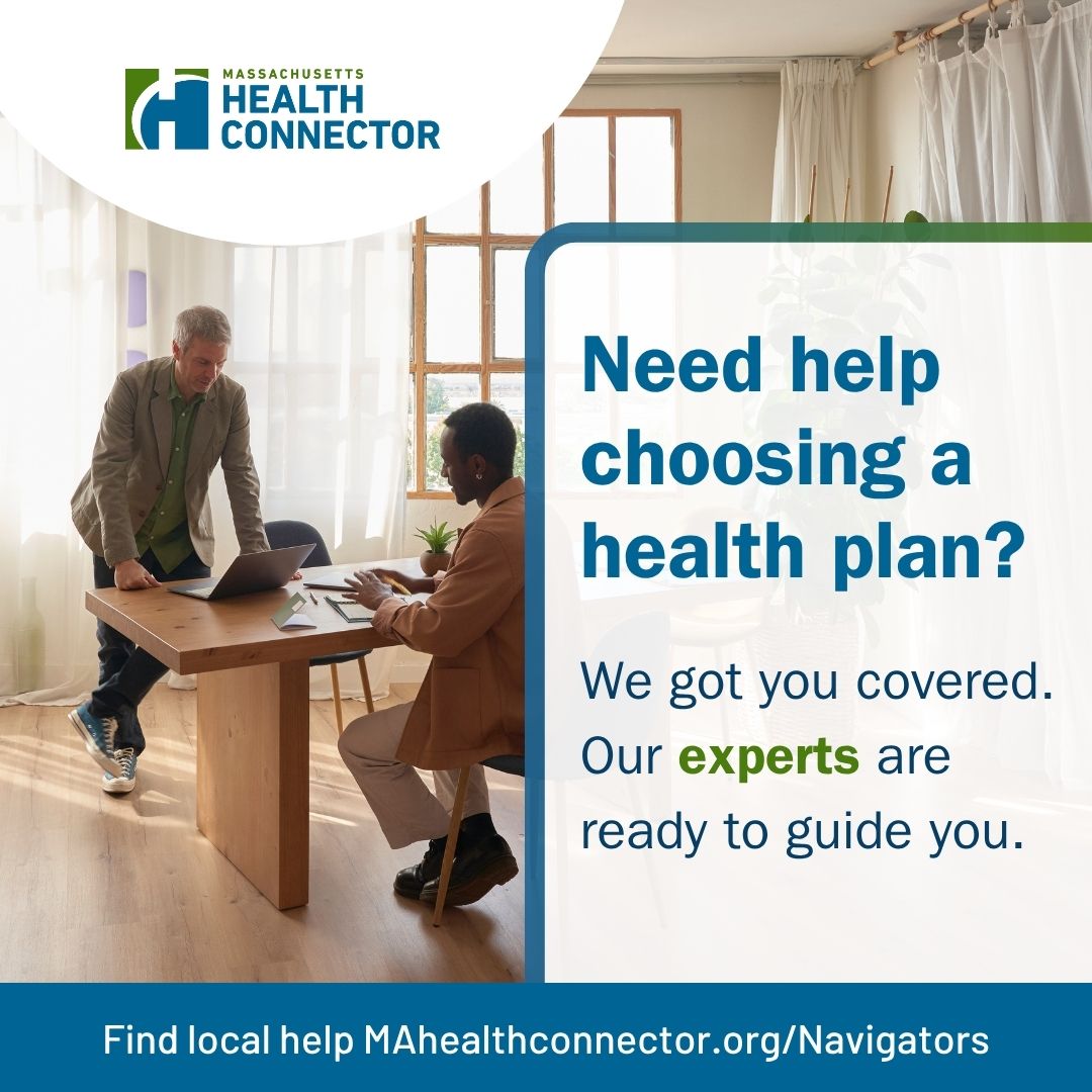 Two people discussing health plan options.