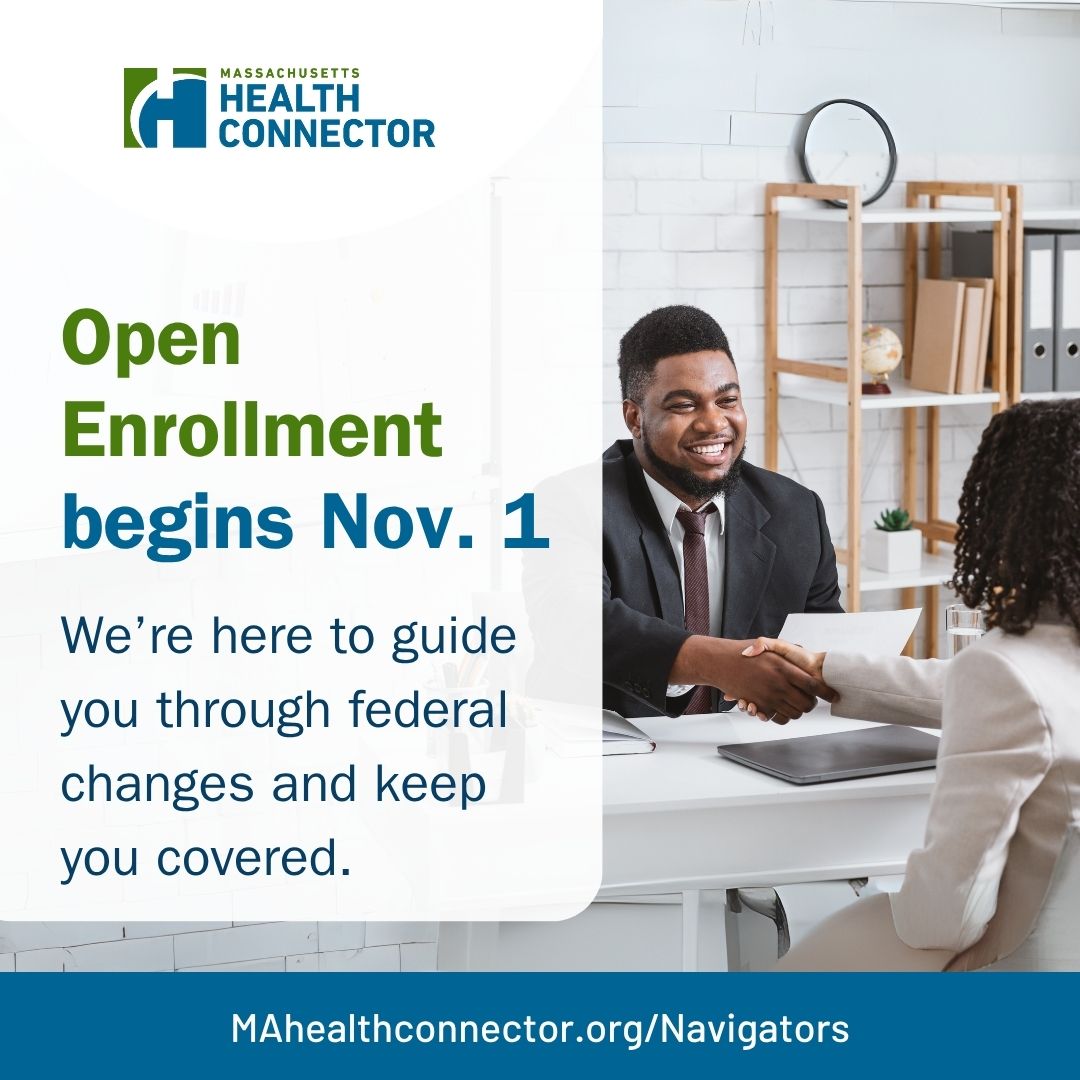 Health enrollment guidance with two people talking.