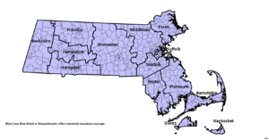 Imagen del mapa del área de servicio de Massachusetts Blue Cross Blue Shield