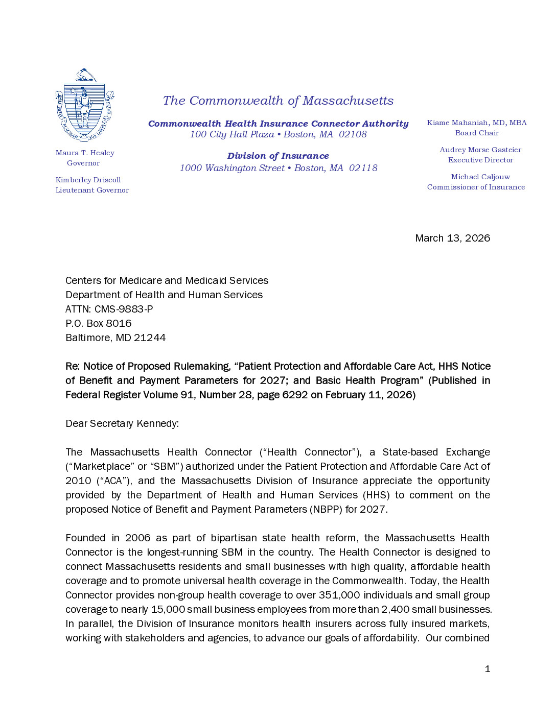 Portada del informe Massachusetts Health Connector Período de Inscripción Abierta 2022: Resultados Finales de Inscripción