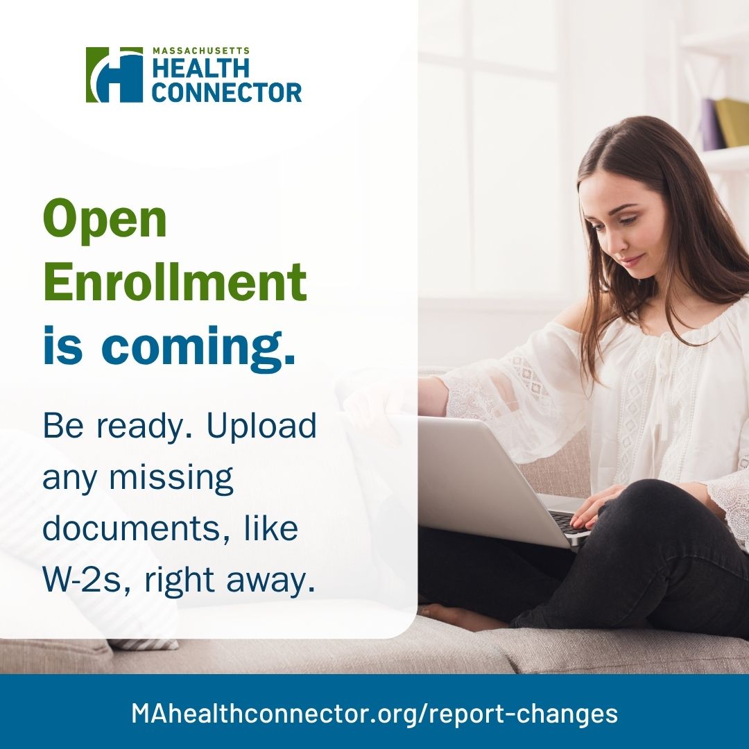 Woman preparing documents for open enrollment.