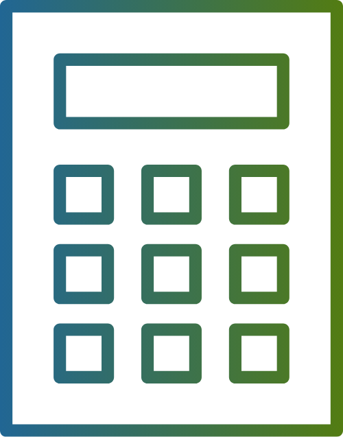 Icono de calculadora delineado con colores degradados.