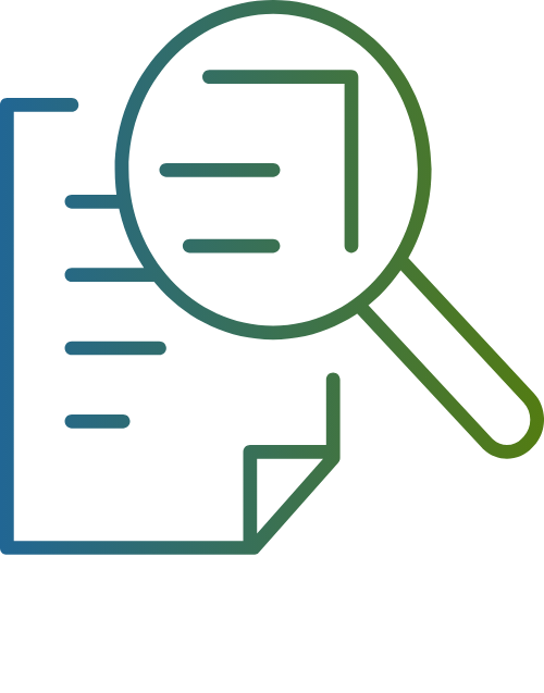 Lupa sobre un icono de documento.