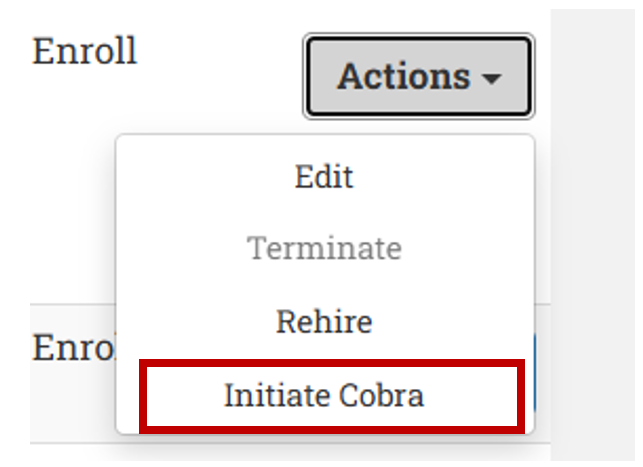 A screenshot of a dropdown menu labeled