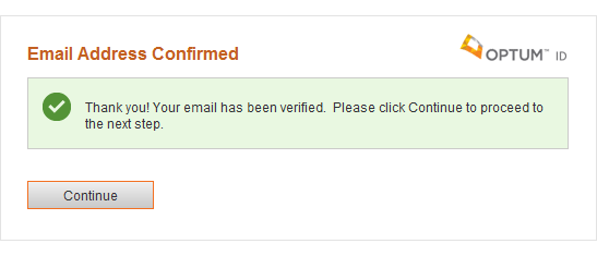 Email confirmation screen